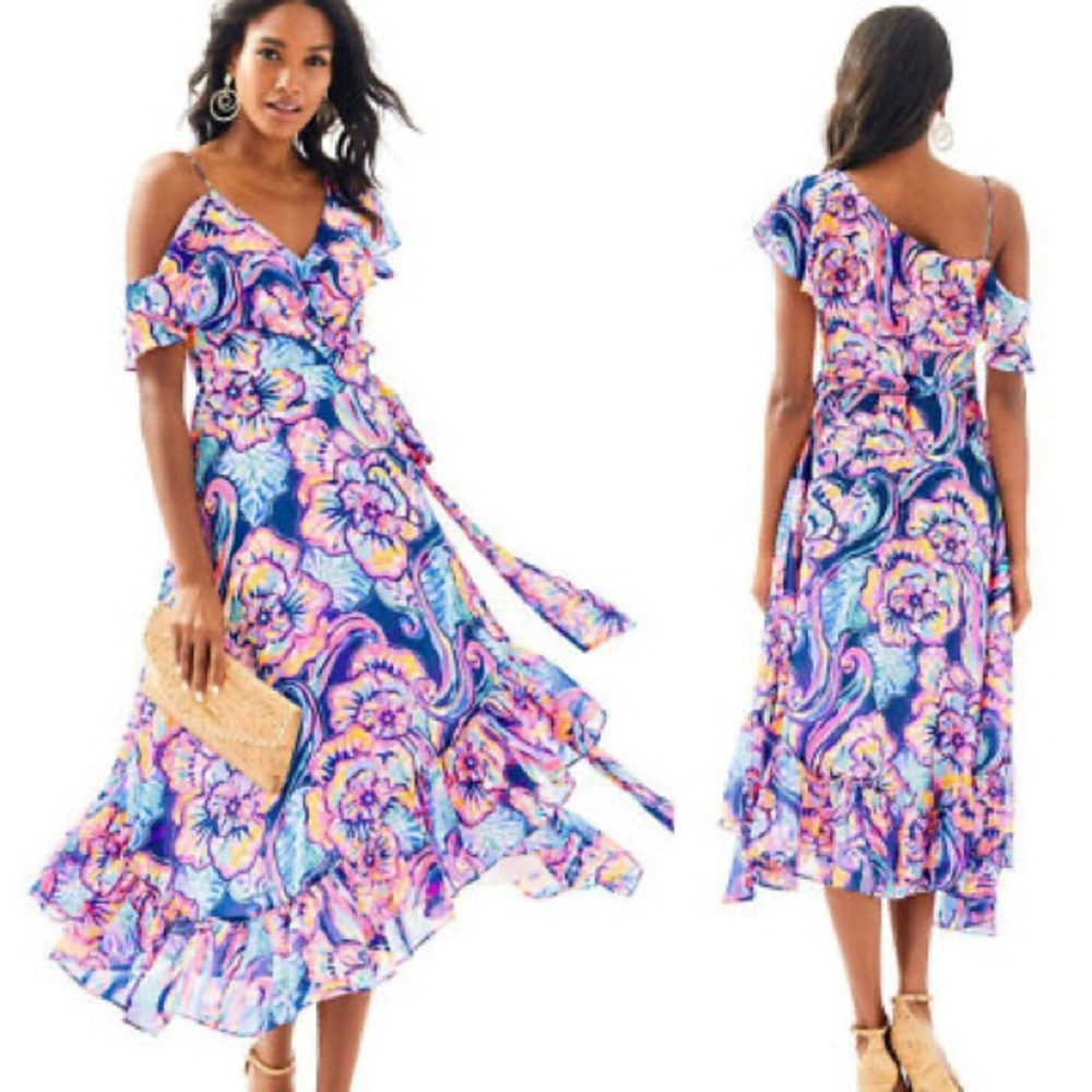 Lilly Pulitzer Floral Blue and Pink Dress